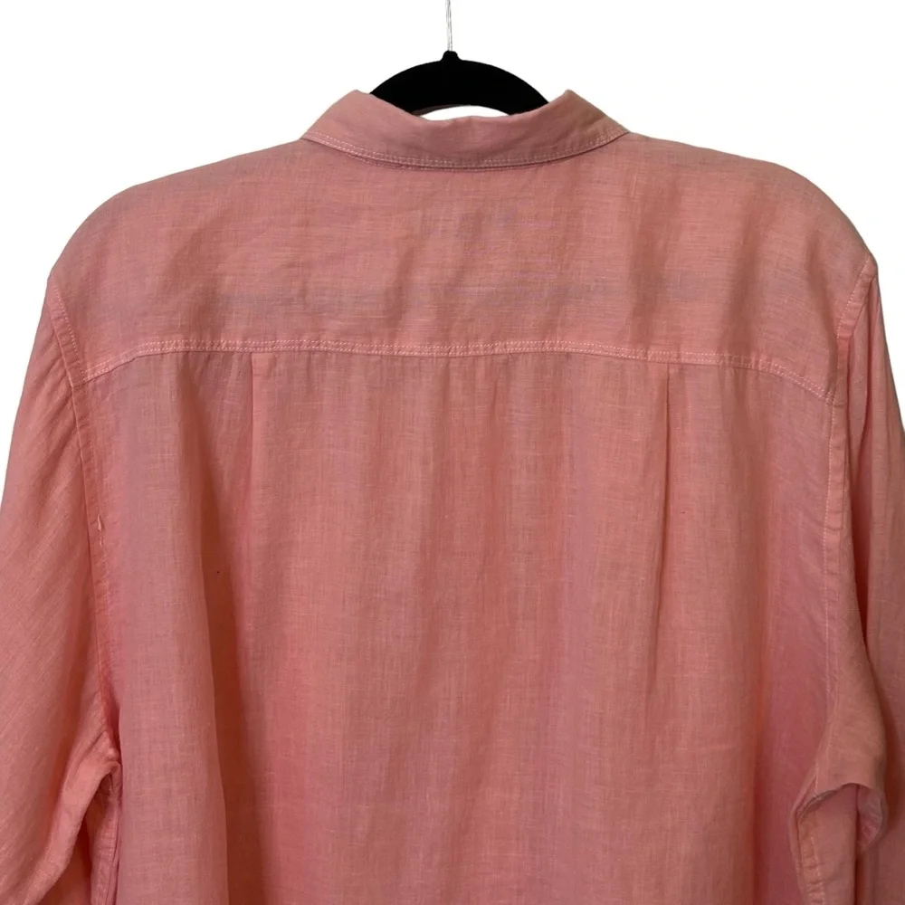 Pete Huntington Linen Button Down Long Sleeve Shirt SZ XL Coral‎ Breathable